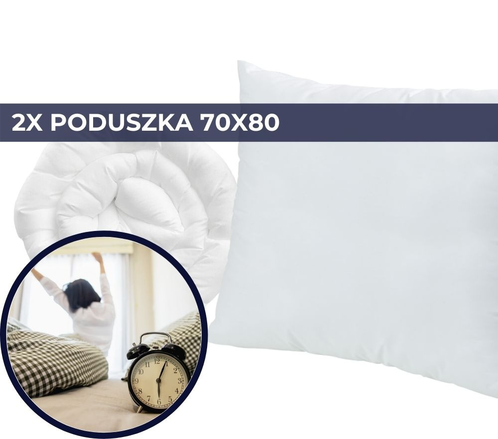 zestaw kołdra 220x200 cm + dwie poduszki 70x80 cm kolor biały